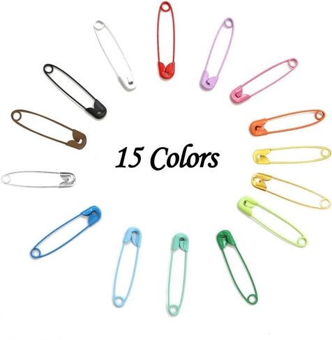 300Pcs Safety Pins, BetterJonny Colored Nickel Plated Steel Safety Pins 32mm Small Metal Safety Pins with Storage Box for Craft,Jewelry Making,Sewing(15 Colors) in Kuwait