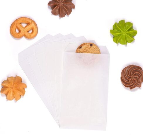 Quotidian Baby Pink Flat Small Greaseproof Paper Bags 3" x 5" (8 x 13.3cm) Pack of 100 - Party Favors Cookies Candy Snacks Doughnut in Kuwait