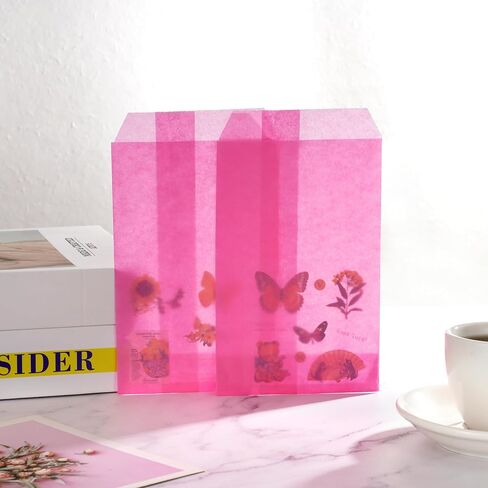 Quotidian Baby Pink Flat Small Greaseproof Paper Bags 3" x 5" (8 x 13.3cm) Pack of 100 - Party Favors Cookies Candy Snacks Doughnut in Kuwait