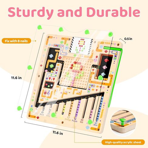 متاهة اللون المغناطيسي والرقم ، Montessori Wooden Color Matching Learning Countting Boving Board ، Toddler Fine Motor Marks Toys for Boys 3 4 5 year in Saudi Arabia