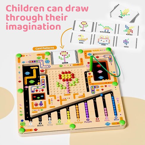 متاهة اللون المغناطيسي والرقم ، Montessori Wooden Color Matching Learning Countting Boving Board ، Toddler Fine Motor Marks Toys for Boys 3 4 5 year in Saudi Arabia