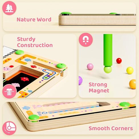 متاهة اللون المغناطيسي والرقم ، Montessori Wooden Color Matching Learning Countting Boving Board ، Toddler Fine Motor Marks Toys for Boys 3 4 5 year in Saudi Arabia