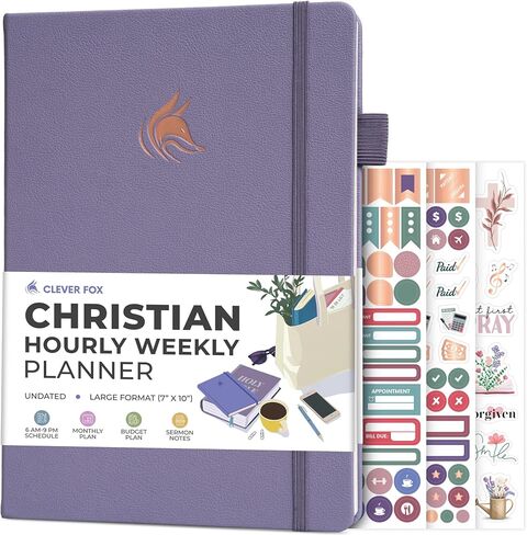 Clever Fox Christian Hourly Weekly Planner – Goal Setting Planner with Time Slots, Monthly Budget, Sermon Notes, Bible Reading Tracker (Lavender) in Saudi Arabia