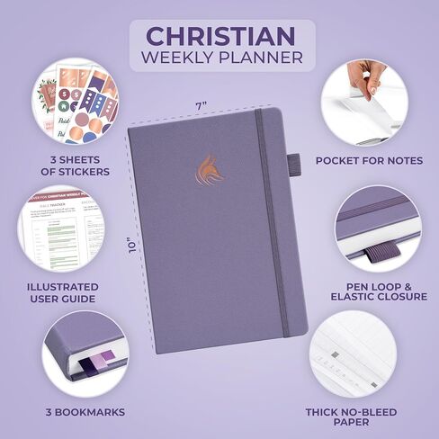 Clever Fox Christian Hourly Weekly Planner – Goal Setting Planner with Time Slots, Monthly Budget, Sermon Notes, Bible Reading Tracker (Lavender) in Saudi Arabia