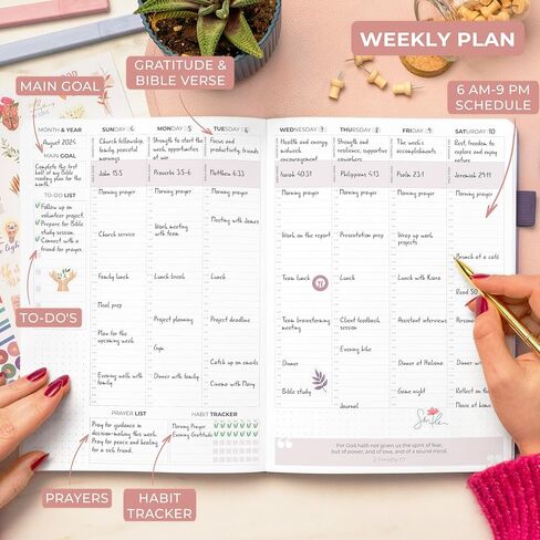 Clever Fox Christian Hourly Weekly Planner – Goal Setting Planner with Time Slots, Monthly Budget, Sermon Notes, Bible Reading Tracker (Lavender) in Saudi Arabia