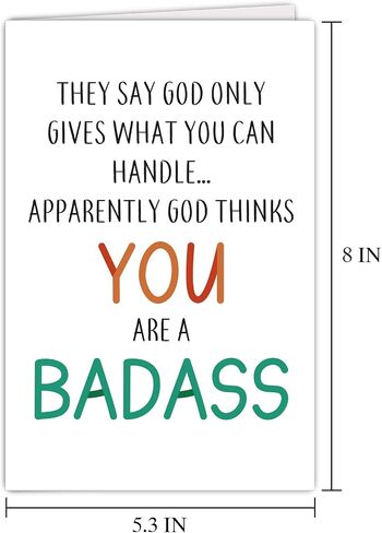 Supoeguk Funny Badness Encouragement Card for Men Women, Humorous Get Well Card for Friend, Thinking of You Card, Support Card, God Only Gives What You Can Handle in Saudi Arabia