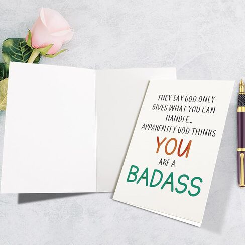 Supoeguk Funny Badness Encouragement Card for Men Women, Humorous Get Well Card for Friend, Thinking of You Card, Support Card, God Only Gives What You Can Handle in Saudi Arabia