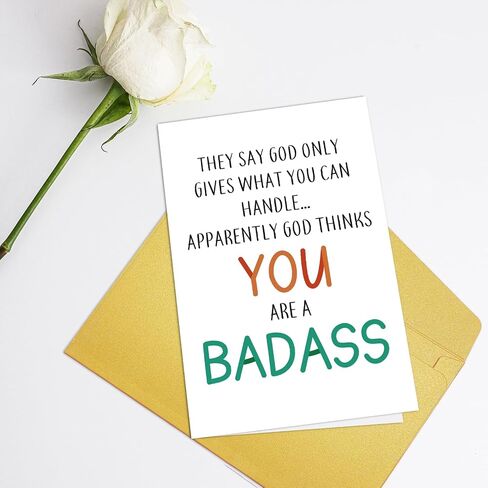 Supoeguk Funny Badness Encouragement Card for Men Women, Humorous Get Well Card for Friend, Thinking of You Card, Support Card, God Only Gives What You Can Handle in Saudi Arabia