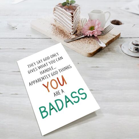 Supoeguk Funny Badness Encouragement Card for Men Women, Humorous Get Well Card for Friend, Thinking of You Card, Support Card, God Only Gives What You Can Handle in Saudi Arabia