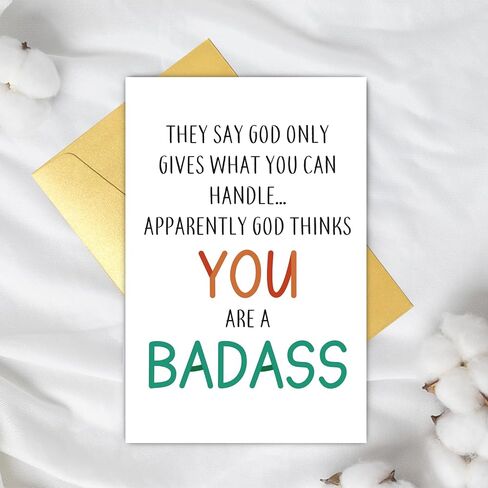 Supoeguk Funny Badness Encouragement Card for Men Women, Humorous Get Well Card for Friend, Thinking of You Card, Support Card, God Only Gives What You Can Handle in Saudi Arabia