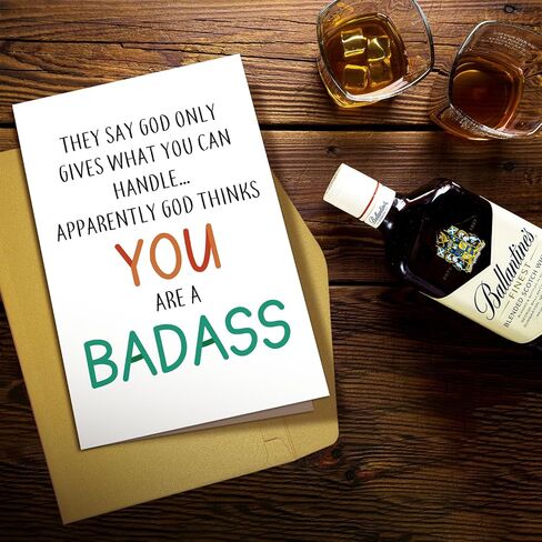 Supoeguk Funny Badness Encouragement Card for Men Women, Humorous Get Well Card for Friend, Thinking of You Card, Support Card, God Only Gives What You Can Handle in Saudi Arabia