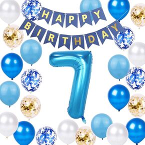 9th Birthday Decorations for Boys, Blue Gold 9th Birthday Decoration, 9 Year Old Anniversary Party Supplies, Blue Number 9 Balloon Party Supplies for Boys Girls(9th)