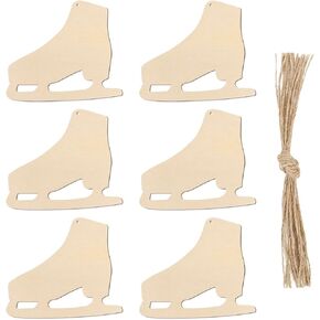 20pcs Ice Skates Shoes Shape Wood Cutouts DIY Crafts Skates Unfinished Wooden Tags Ornaments for Wedding Birthday Christmas Party Decoration