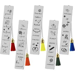 5 Pieces Teacher Bookmark Metal Teachers Appreciation Bookmark Thank You Gifts from Students Graduation Book Page Marker for Women Men End of Year Back to School Gifts (Gray)
