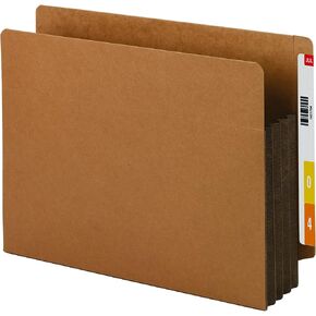 Smead End Tab Pocket, Reinforced Straight-Cut Tab, 3-1/2" Expansion, Extra Wide Letter Size, Redrope with Dark Brown Gusset, 10 per Box (73681)
