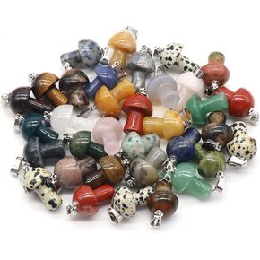 8pcs Natural Stone Pendant Rose Quartzs Agate Unakite Mushroom Shape Charms For Making DIY Jewelry Necklace Bracelet Size 20×15mm