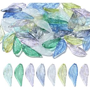 UR URLIFEHALL 90 Pcs 9 Styles Guardian Angel Charms Colorful Acrylic Fairy Charms with Tibetan Angel Wing Charms for DIY Jewelry Crafts