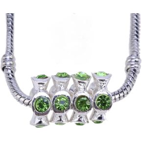RUBYCA Shiny White Silver Beads, Silver Color Charms, Spacer Beads for Charm Bracelet, Jewelry Making Supplies (10pcs)
