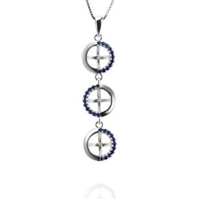 Trinity 3-Round CZ Bail Pendants for Pearl Jewelry Making Sterling Silver, Design Pendant Fitting for Fashion Jewelry