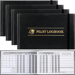 RELITHICK 4 PCS PILOT LOGBOOK Black Gloot Pilot Log Book Book Book (Classic)