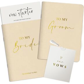 Wedding Vow Books His and Hers, Gold Foil Lettering & Keepsake Sleeve, Wedding Day Essentials, Beautiful His and Hers Gifts for the Bride and Groom (Black & White)
