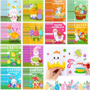 Nezyo 60 Pcs Easter Coloring Books Bulk Rabbits Patterns Drawing Books for Easter Party Favors Educational Egg Basket Stuffer Gifts for Festival Gifts Holiday Activity Supplies, 12 Designs