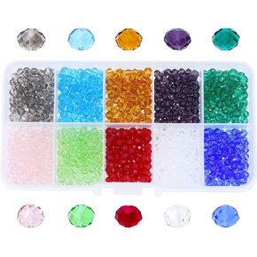 Mandala Crafts 4mm Bicone Crystal Beads for Jewelry Making - 4mm Bicone Beads for Crafts - 3000 Faceted Glass Beads for Bracelets Beads Necklace Earing DIY Beading