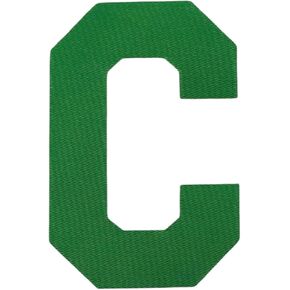 Hockey Jersey Captain Patch, Letter C, Iron On Twill, 4", Kelly Green
