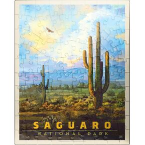 MyPuzzle Saguaro National Park: Daybreak Daybreak ، Pintage Poster - Premium 1000 قطعة بانورامزو للبالغين