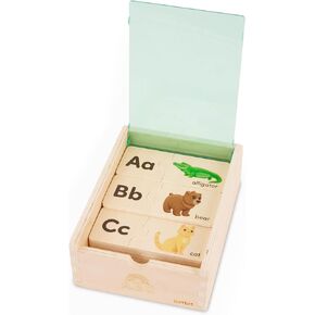 Battat – One-Match Puzzle – Alphabets Wooden Puzzle for Toddlers – Wooden Toys – Educational Toys – 3 Years + – Self Correcting Puzzles with Storage Box ABC