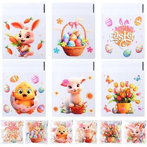CCINEE 240pcs Easter Treat Bags Clear Self-adhesive Candy Bags Cellophane Plastic Cookie Bags for Party Favors Easter Decoration