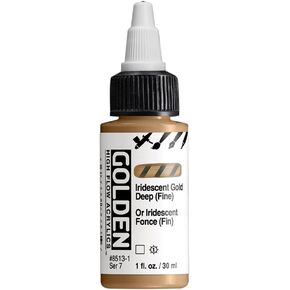 High Flow Acrylics by GOLDEN, Iridescent Gold Deep (Fine), 1 fl. oz. Bottle, Professional Acrylic Paint, Transparent