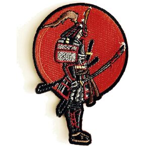 Japanese Warrior Samurai with Bloody Sword - Iron on Embroidered Patch Applique