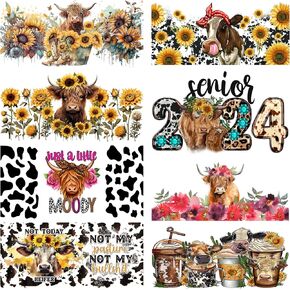 Camping UV Transfer Sticker 5 Sheet Waterproof 3D Camp Cup Wraps Stickers for 16OZ Glass Mug Rub On Transfer Furniture Craft DIY Crafts