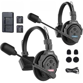 SYNCO XTALK X5 Wireless Intercom Headset System 2.4GHz 1148ft/350m Real-time Monitoring Communication Headset for Live Show Stage Performance Movie Shoot (X5 for 5 Persons)