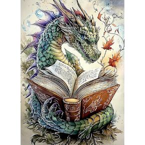 RICUVED Dragon Diamond Painting Kits for Adults, 5D Animal Diamond Painting Book Diamond Art Kits for Beginners, Full Drill Diamond Art Diamond Gem Diamond Painting Kits for Home Wall Decor 12x16Inch