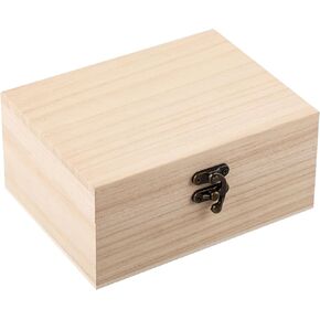 Unfinished Wood Boxes with Lid,6.69 x 5.12 x 3.15 Inch Wooden Box for Craft,Rectangular Wood Display Box with Hinged for DIY Jewelry,Birthday,Weddings Supplies(12 Pcs Paint Brush)