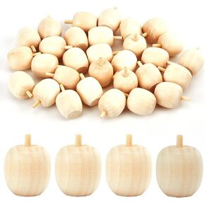 GORGECRAFT 30Pcs Unfinished Wood Pear Graffiti Wooden Artificial Fruit Figures Decorative Blank Wood Unfinished Ornament DIY Painting Crafts for Christmas Tree Decor Doll Fairy Art Projects