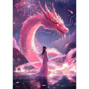 MAXBYE Dragon Diamonds Painting Kits for Adults, 5D DIY Dragon Diamond Art Crystal Diamonds Paintings Full Round Drill, Paintings with Diamonds Gem Art for Home Wall Decor. 12x16in