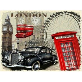 Full Drill 5D DIY Diamond Painting Kit London City Round Rhinestone Embroidery Cross Stitch Craft Best Gift Room Decor 12x16 Inch