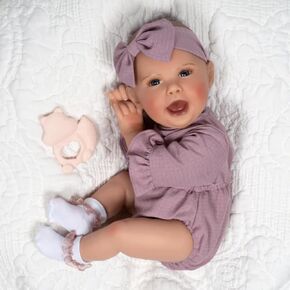 Paradise Galleries 19 Inch Realistic Baby Doll Lauren Faith James Designer Doll GentleTouch Vinyl Blue Eyes Silicone Teether Toy - Nora
