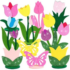 PAPER JAZZ 18 PCS Flower Butterfly Felt Table Centerpieces Spring Home Decoration Wildflower Party Decorations for Office Spring Decor Tables Sign Flower for Birthday Party Baby Shower.