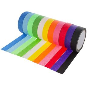 CraftyBook Colored Masking Tape 1 Inch x 165ft Rolls - 11pc Vibrant Colorful Painters Tape Pack for Craft, Labeling, Art
