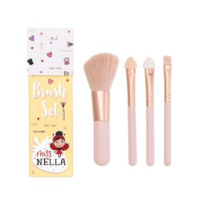 Miss Nella Make Up Brush Set for Kids ، 4 Beanks Size Beanks ، و 2 Applicators Shadow Applicators ، وفرشاة أحمر الخدود ، وفرشاة مزج ، مثالية للأيدي الصغيرة