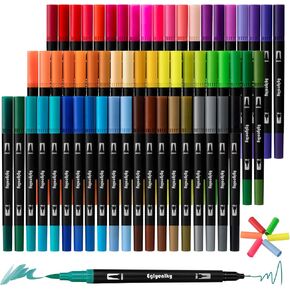 Markers for Coloring Book Adults Relaxation, Dual Tip Brush Pens with 100 Watercolor Fine Tip Markers and Brush Pens for Kids Coloring
