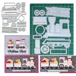 Christmas Cheer Train Cart Metal Die Cuts,Merry Christmas Presents Box Cutting Dies Cut Stencils for DIY Scrapbooking Album Decorative Embossing Paper Dies for Scrapbooking Card Making