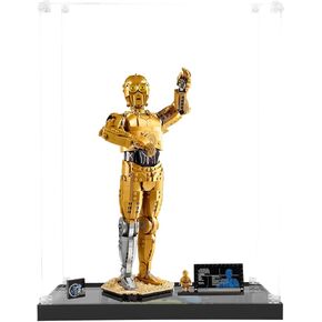 Acrylic Display Case for Lego C-3PO Buildable Droid Figure 75398,Clear Acrylic Box,Dust-Proof Display Box for Lego 75398, Size:8.6x8.6x16.5 in(NOT Included The Model)