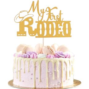 My First Rodeo Cake Topper - Western Cowboy 1st Birthday Party Cake Decorations, Baby Shower 1st Birthday Decorations
