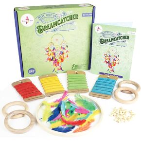 Kalakaram DIY 5 Ring Dream Catcher Making Kit | Create Magical Dream Catcher with Wooden Rings, Feathers, Beads & Colorful Yarns | Room Decor Craft Kit