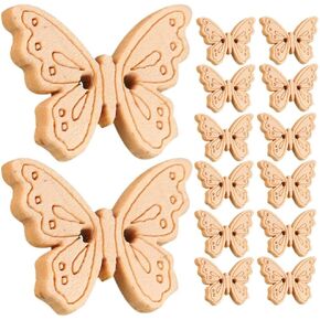 VILLCASE 50Pcs Wooden Butterfly Buttons for Crafts, 2-Hole Sewing Buttons, 1 Inch Unfinished Wood Decorative Clothing Buttons for Sewing DIY Clothing Decorations Accessories